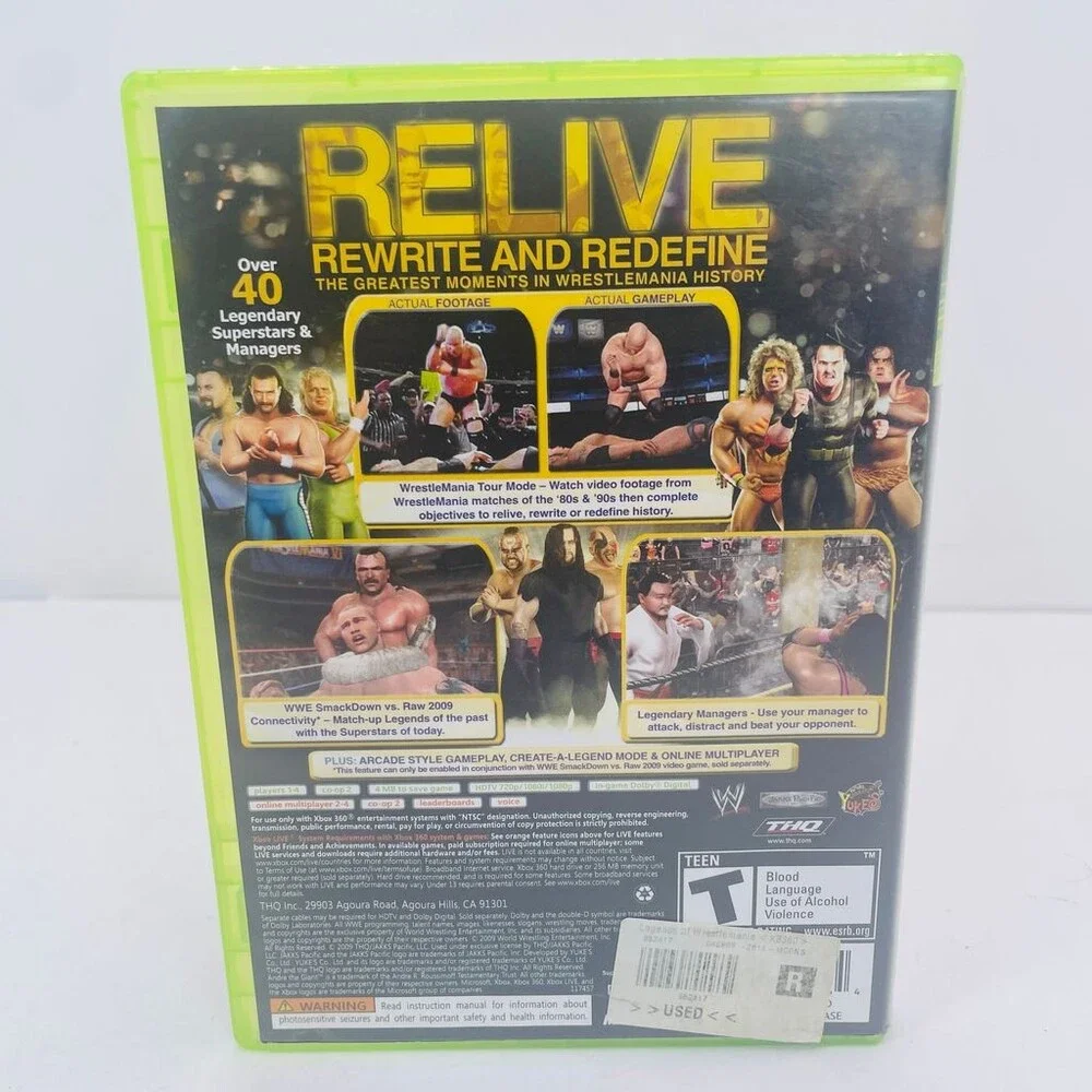 WWE Legends of WrestleMania X360 (Microsoft Xbox 360, 2009) Complete W/ Manual
